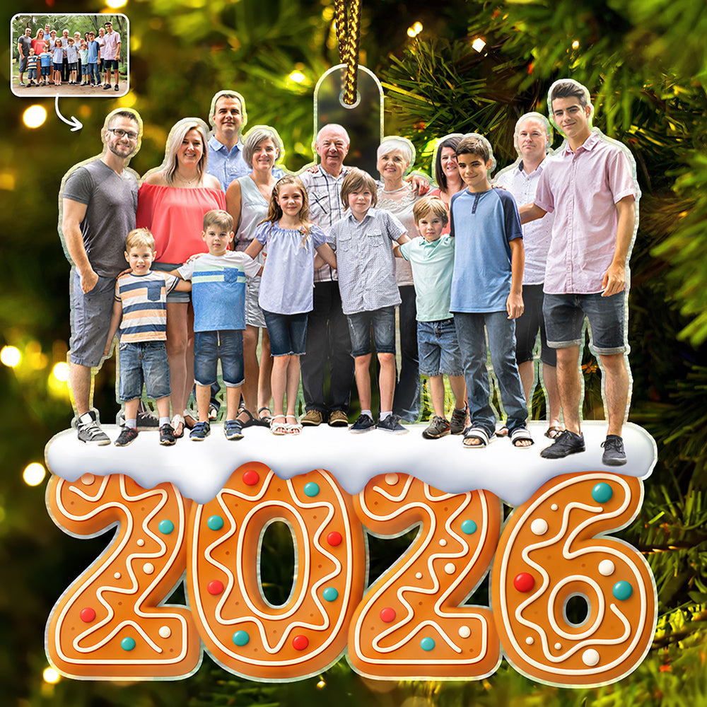 Family, Gift For Women, Gift For Men, Custom Photo, Christmas - Custom Photo Christmas Family Gingerbread - Personalized Custom Shaped Acrylic Ornament