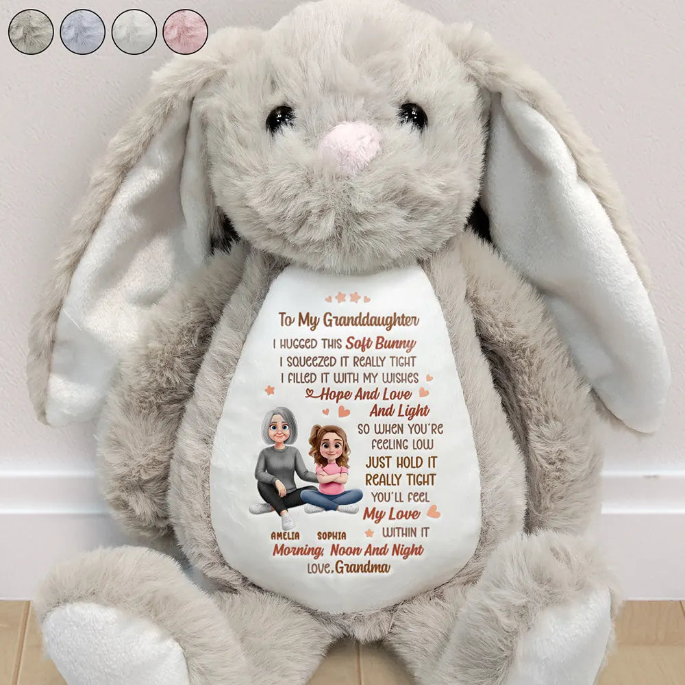 Gift For Grandma,Gift For Grandkids,Grandma,Grandkids,Love,Easter - I Filled It With My Wishes Grandmother Granddaughter 3D Effect - Personalized Soft Toy Bunny