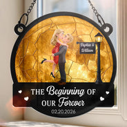 Gift For Couples,Gift For Boyfriend,Gift For Girlfriend,Gift For Wife,Gift For Husband,Love - Moon Phase Love You To The Moon And Back - Personalized Window Hanging Suncatcher Ornament