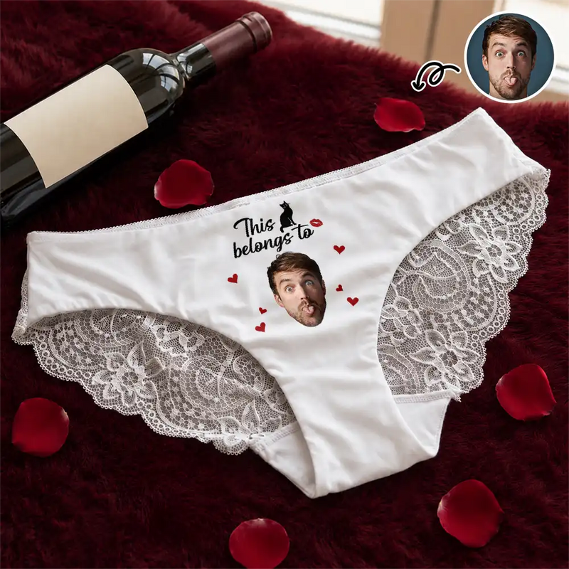 Wedding Anniversary,Gift For Wife,Humorous,Custom Photo,Gift For Couples,Cut-Face Photo - Custom Photo This Kitty Belongs To Lover - Personalized Panty