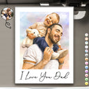 Gift For Husband,Gift For Yourself,Gift For Men,Gift For Father,Gift For Grandpa,Non-Eng,Photo - Watercolor (remove BG),Cozy - Custom Photo Realistic Watercolor Art I Love You Dad Grandpa - Personalized Custom Shaped Acrylic Car Visor Clip