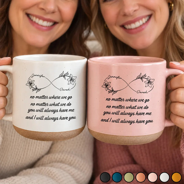 Afro Besties,Christmas,Gift For Bestie,Sentimental,Vector - Just Because Gift For Besties - Personalized Birth Month Flower Pottery Mug