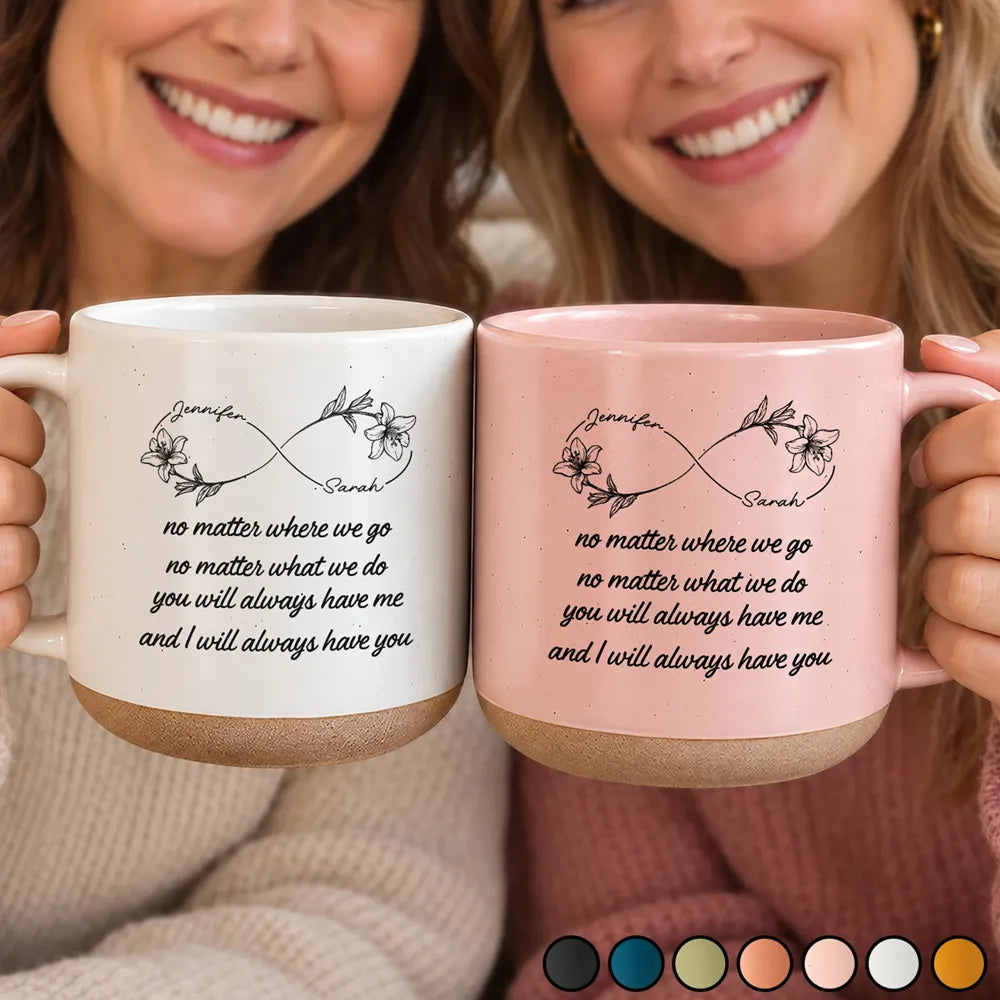 Just Because Gift For Besties - Personalized Birth Month Flower Pottery Mug