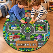 Car,Christmas,Custom Text,Gift For Kids,Playful,Top Market,Truck - Birthday Gift For Kids Boys Toddler - Personalized Name Sign City Road Car Track Map Rug
