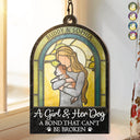 Dog Lovers,Dog Mom,Dog Dad,Pet Lovers,Happy,Cat Lovers,Cat Mom,Cat Dad - A Girl And Her Dog A Bond That Can't Be Broken Woman Man Hug Pet - Personalized Window Hanging Suncatcher Ornament