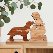 Dog Mom,Dog Lovers,Happy - A Girl And Her Dog A Bond That Can't Be Broken - Personalized Wooden Dog Sculpture