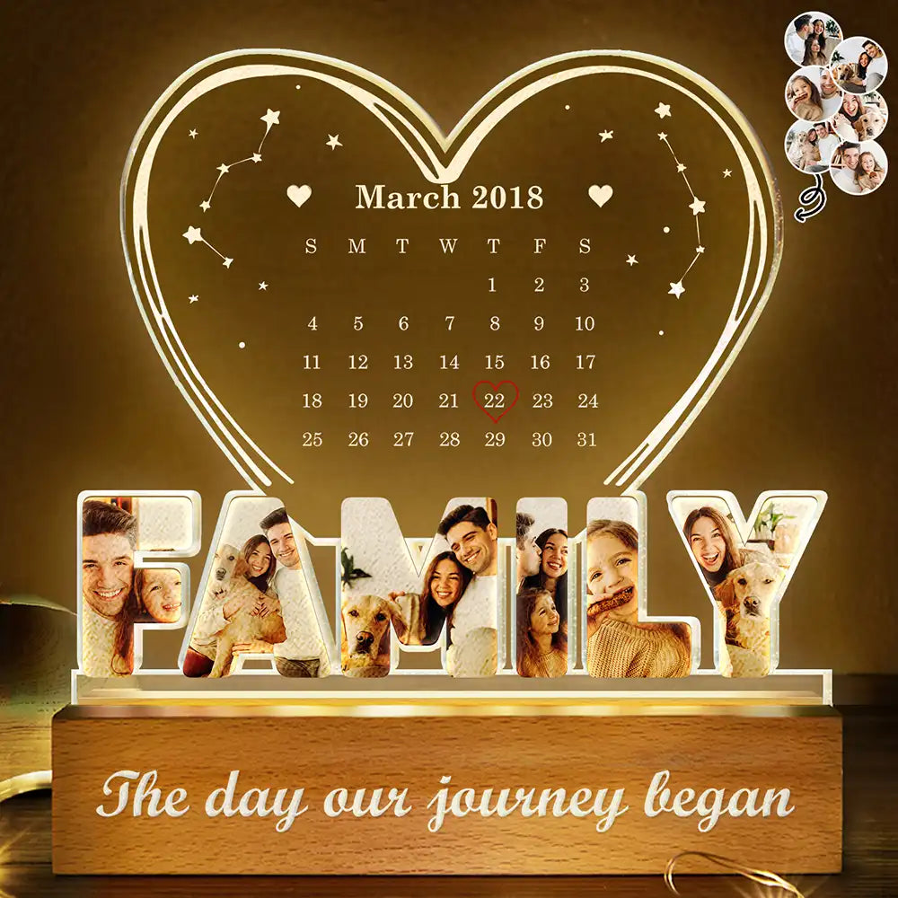 Custom Photo Calendar Couple The Day Our Journey Began - Personalized Custom Shaped LED Light