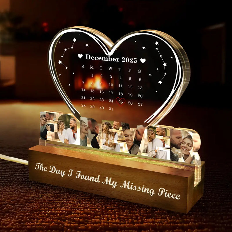 Gift For Couples,Love,Happy,Custom Photo - Custom Photo Calendar Couple The Day Our Journey Began - Personalized Custom Shaped LED Light