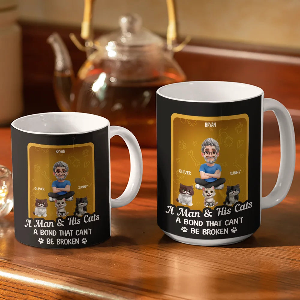 Cat Lovers,Cat Mom,Cat Dad,Pet Lovers,Happy - A Girl And Her Cat A Bond That Can't Be Broken Toy Box - Personalized White Edge-to-Edge Mug