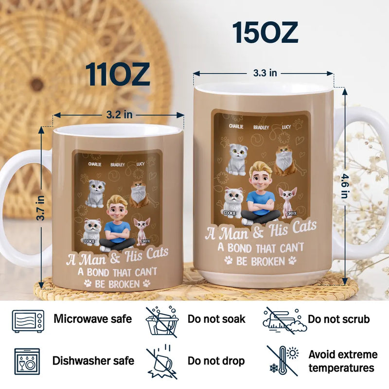 Cat Lovers,Cat Mom,Cat Dad,Pet Lovers,Happy - A Girl And Her Cat A Bond That Can't Be Broken Toy Box - Personalized White Edge-to-Edge Mug