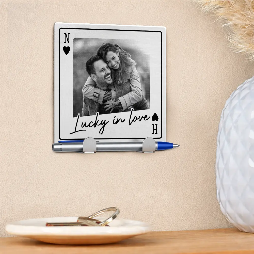 Gift For Couples, Custom Photo, Love - Custom Photo Couple Drive Safe Handsome Playing Card - Personalized Mini Key Hook