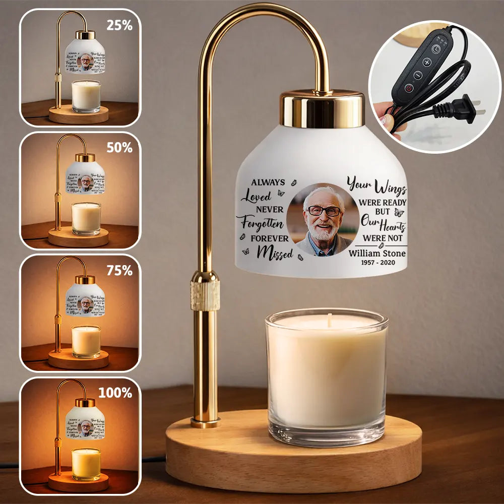 Memorial,Family,Love,Sad - Custom Photo Memorial Always Loved Never Forgotten - Personalized Candle Warmer Lamp