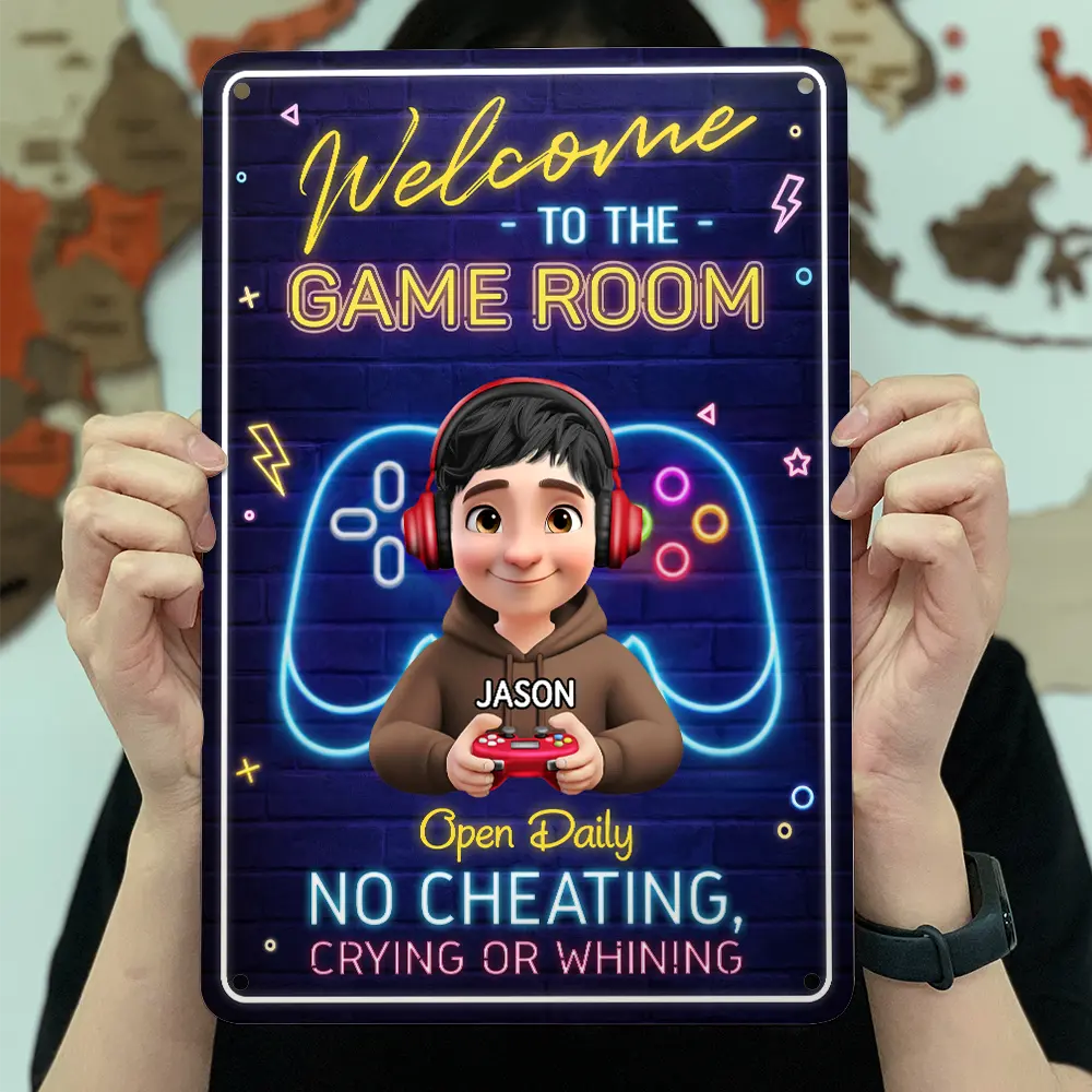 Gift For Yourself,Gift For Kids,Gift For Women,Gift For Men,Happy - Welcome To The Game Room - Personalized Classic Metal Signs