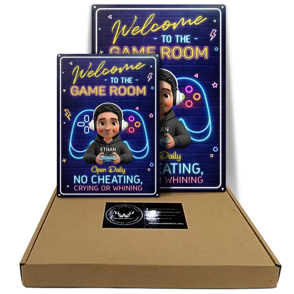 Gift For Yourself,Gift For Kids,Gift For Women,Gift For Men,Happy - Welcome To The Game Room - Personalized Classic Metal Signs