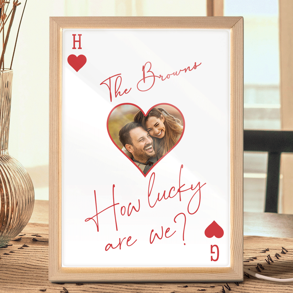 New Mom,New Dad,New baby,Gift For Mother,Love,Happy,Custom Photo - Custom Photo How Lucky Are We Family Card Style Art - Personalized Light Up Picture Frame