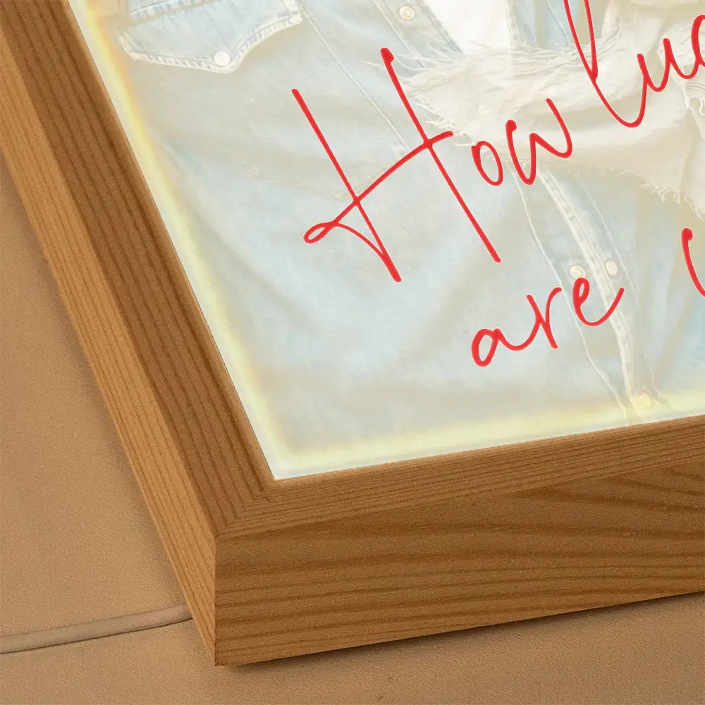New Mom,New Dad,New baby,Gift For Mother,Love,Happy,Custom Photo - Custom Photo How Lucky Are We Family Card Style Art - Personalized Light Up Picture Frame