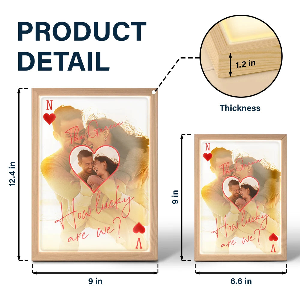 New Mom,New Dad,New baby,Gift For Mother,Love,Happy,Custom Photo - Custom Photo How Lucky Are We Family Card Style Art - Personalized Light Up Picture Frame
