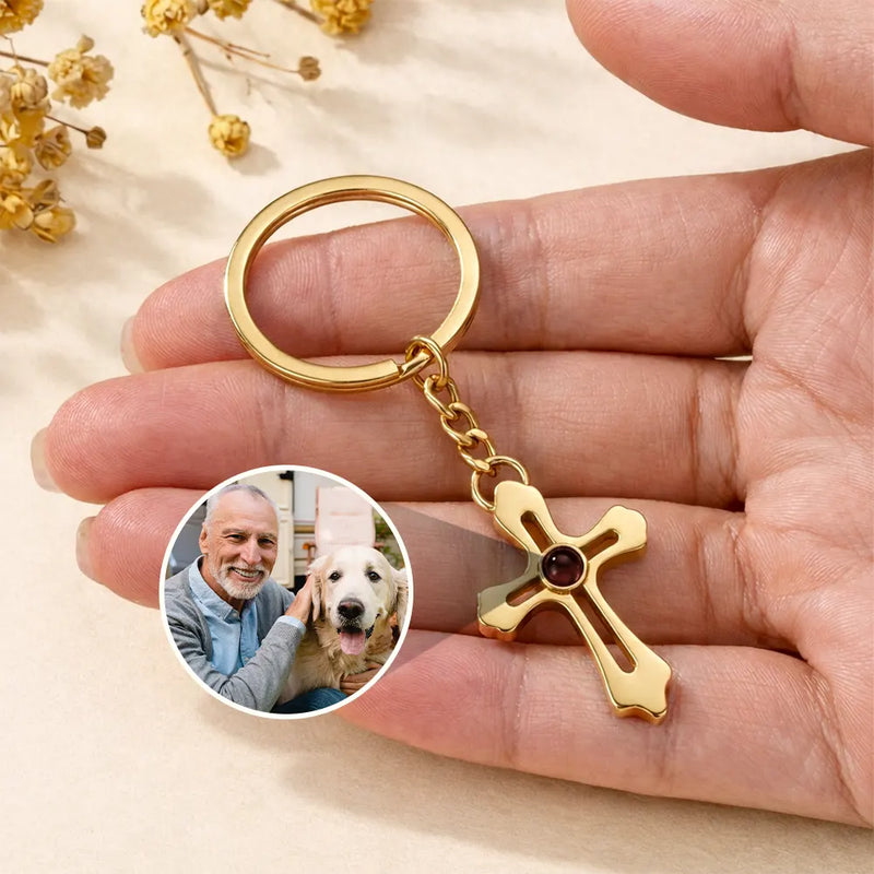 Pet Lovers,Pet Mom,Pet Dad,Pet Couple,Dog Lovers,Dog Mom,Dog Dad,Dog Couple,Cat Lovers,Cat Mom,Cat Dad,Cat Couple - Custom Photo Adorable Pet Dog Cat - Personalized Custom Shaped Photo Projection Keychain