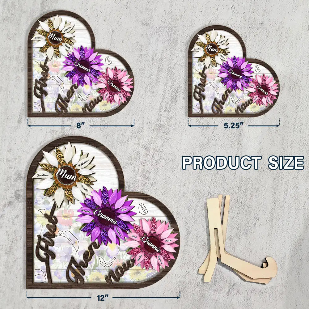 Gift For Mother,Gift For Grandma,Love,Happy - First Mom Then Grandma Now Great Grandma - Personalized 2-Layered Wooden Plaque With Stand