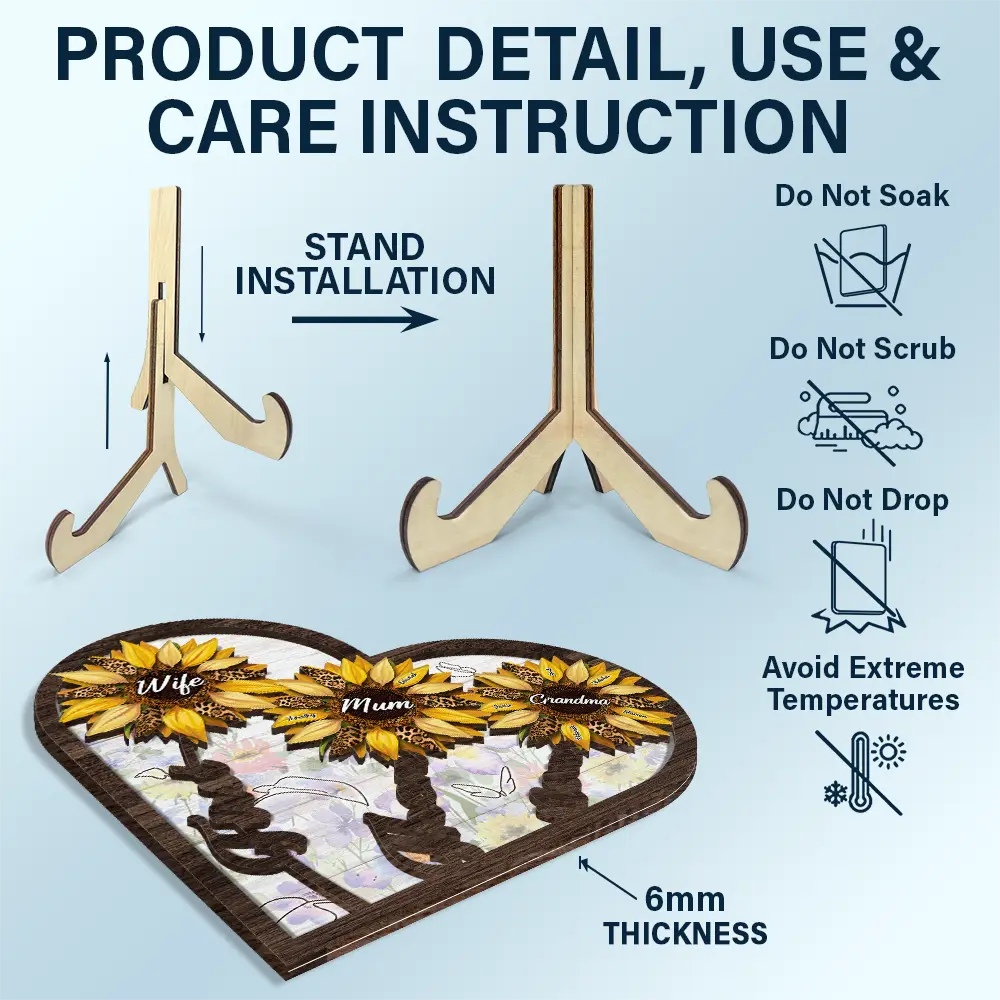 Gift For Mother,Gift For Grandma,Love,Happy - First Mom Then Grandma Now Great Grandma - Personalized 2-Layered Wooden Plaque With Stand