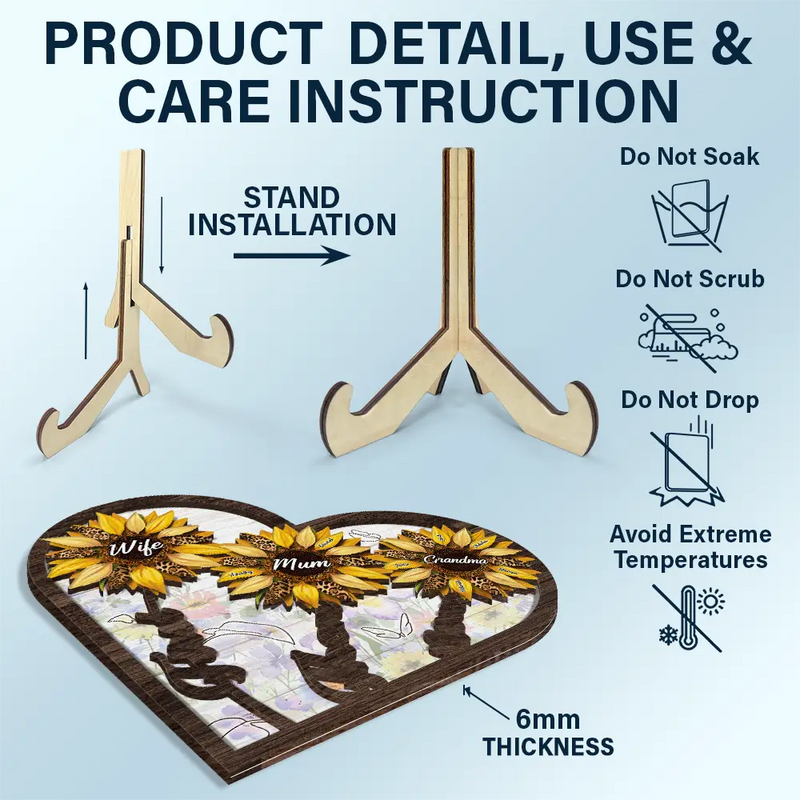 Gift For Mother,Gift For Grandma,Love,Happy - First Mom Then Grandma Now Great Grandma - Personalized 2-Layered Wooden Plaque With Stand