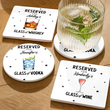 Reserved For Your Cup Of Drink 3D Effect Bestie Family - Personalized Ceramic Coaster