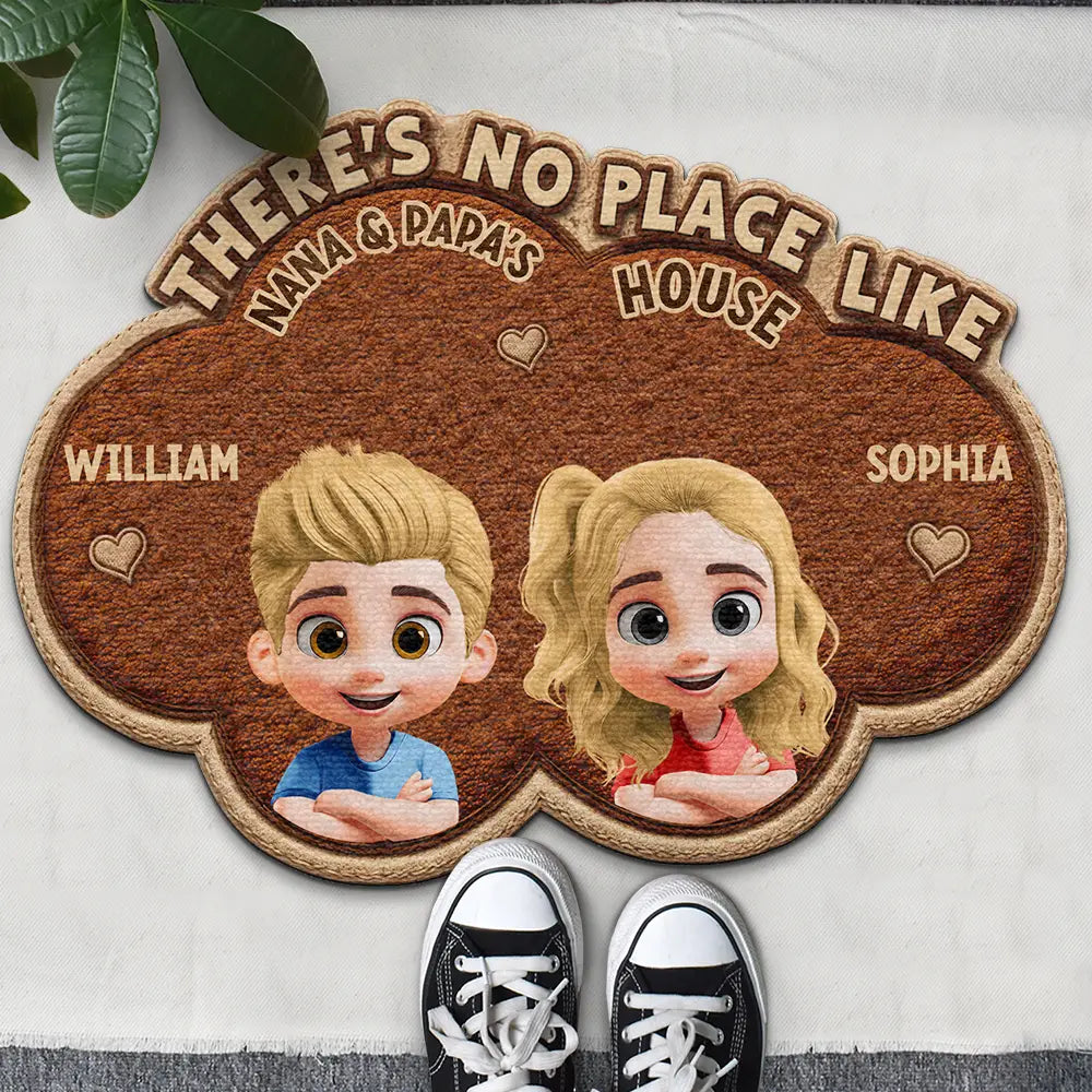 Faux Embroidery Effect There's No Place Like Grandma's House - Personalized Custom Shaped Doormat