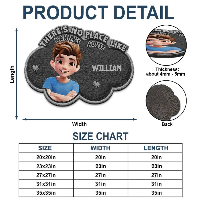 Gift For Grandma,Gift For Grandpa,Grandpa - Grandkids,Grandma - Grandkids,Gift For Women,Gift For Men,Happy,Pet Lovers,Dog Lovers,Cat Lovers - Faux Embroidery Effect There's No Place Like Grandma's House - Personalized Custom Shaped Doormat