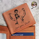 Family,Gift For Bestie,Dog Lovers,Cat Lovers,Happy,Custom Photo,Gift For Mother,Gift For Father - Custom Photo Pencil Sketch Family Dog Cat Portrait - Personalized Engraved Leather Wallet