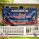 Family,Parents,Happy,America 250th - Faux Embroidery Effect 250th Birthday America Family Name - Personalized Horizontal Banner