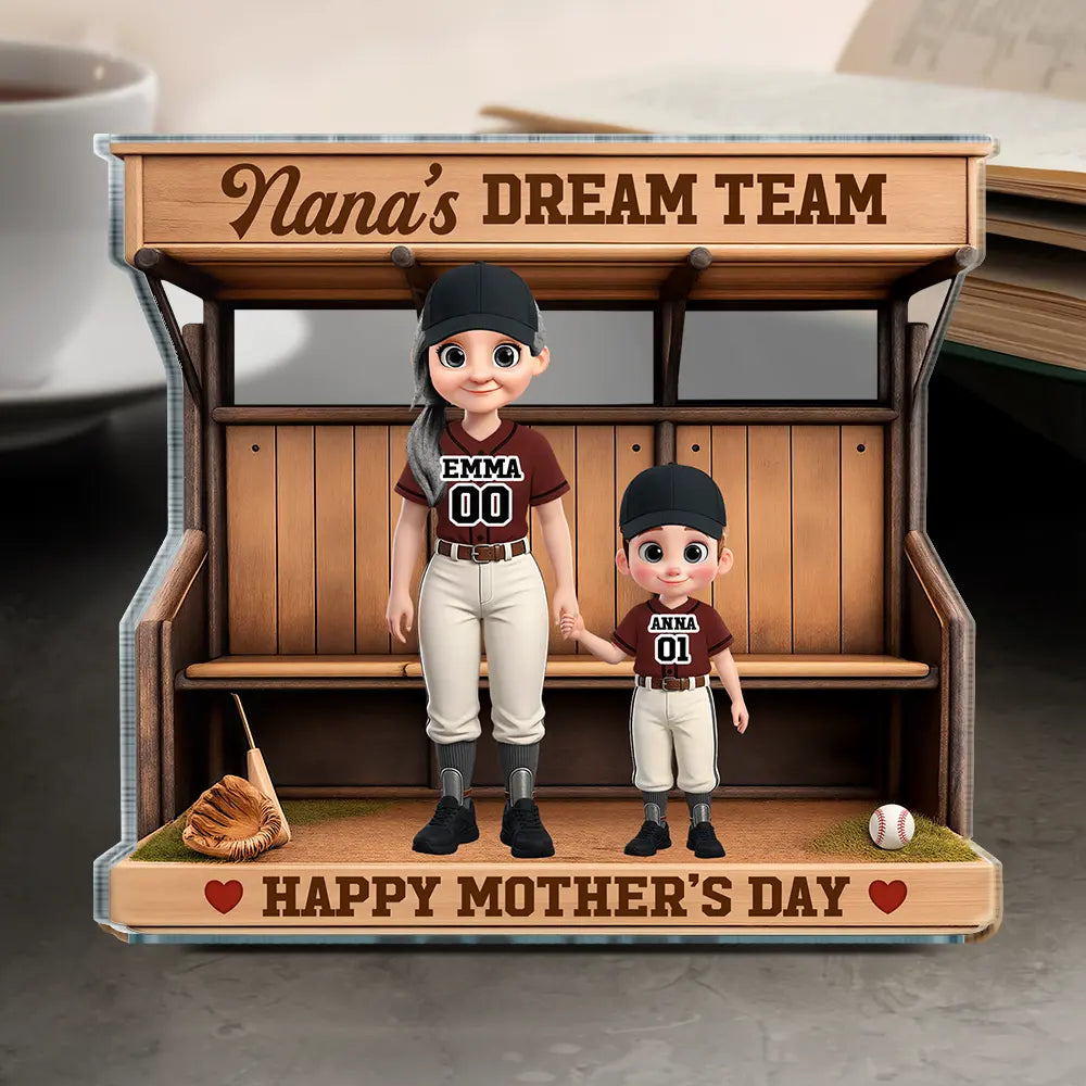 Gift For Mother,Gift For Grandma,Baseball,Happy - Baseball Dugout We Caught The Best Mom - Personalized Custom Shaped Acrylic Plaque