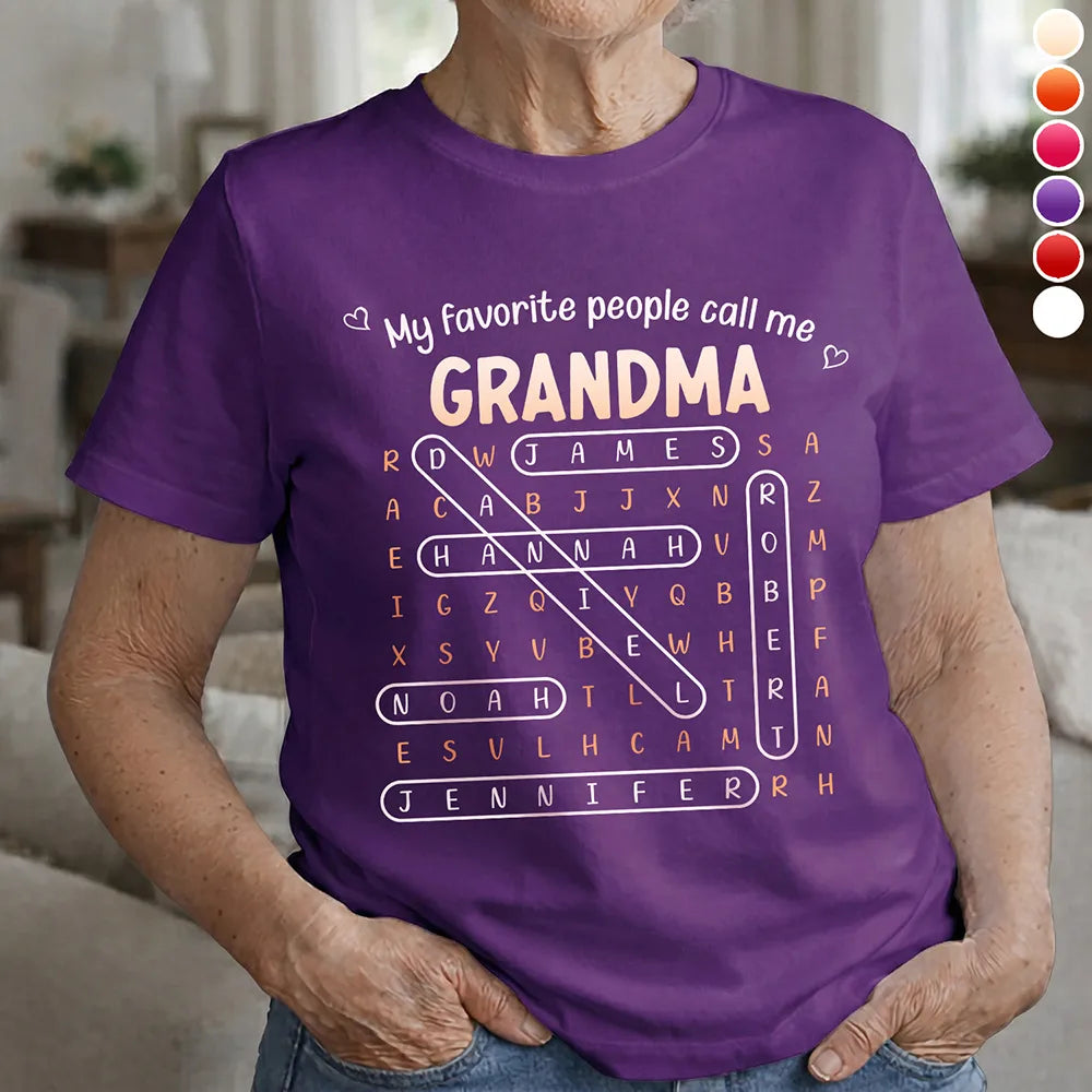 Word Search Puzzle Grandma Abuela My Favorite People Call Me - Personalized T Shirt