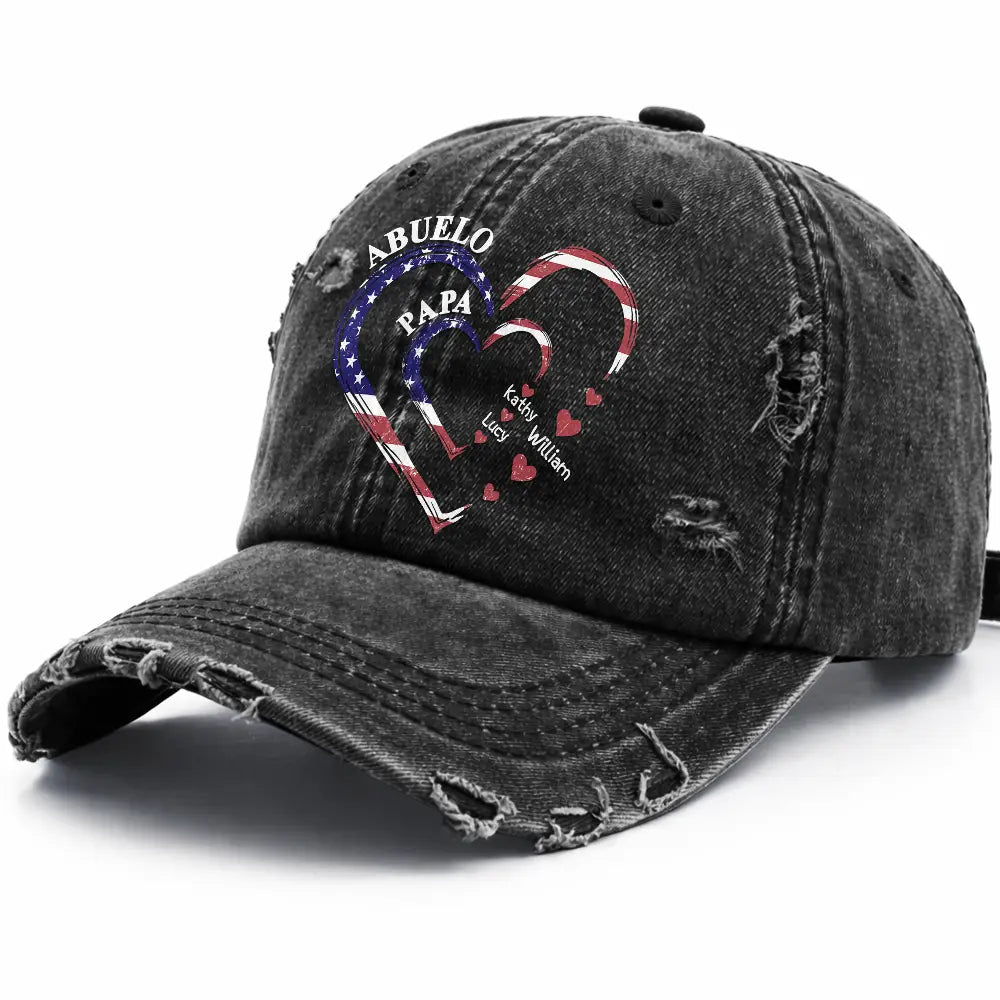 Happy,Gift For Father,Gift For Grandpa,Gift For Men,Independence Day,America 250th,Icon,Adorable  - Grandpa's Daddy's Sweethearts Independence Day - Personalized Distressed Cap
