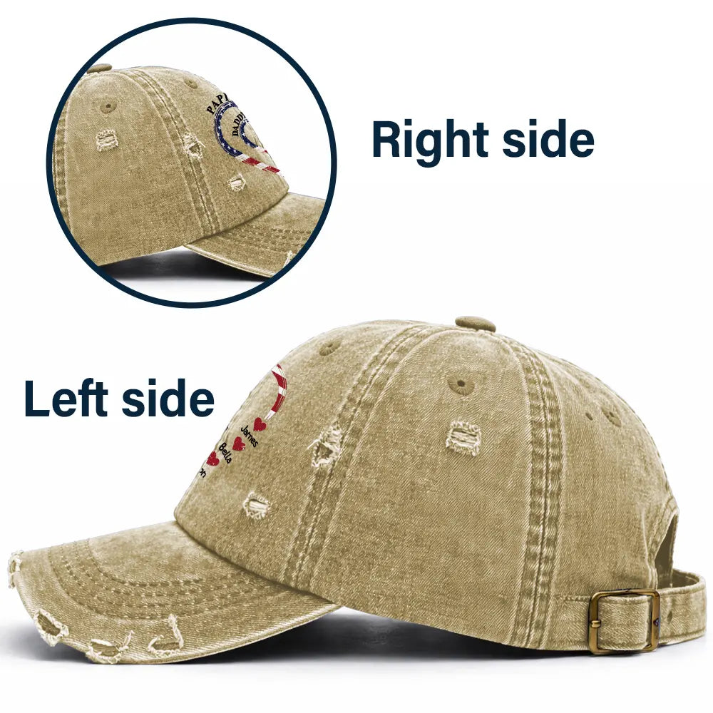 Happy,Gift For Father,Gift For Grandpa,Gift For Men,Independence Day,America 250th,Icon,Adorable  - Grandpa's Daddy's Sweethearts Independence Day - Personalized Distressed Cap