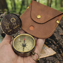 Gift For Father,Gift For Grandpa,Happy,Non-Eng,Icon,Humorous - This Grandpa Dad Belongs To Kids Pet Stick Figures - Personalized Engraved Brass Compass