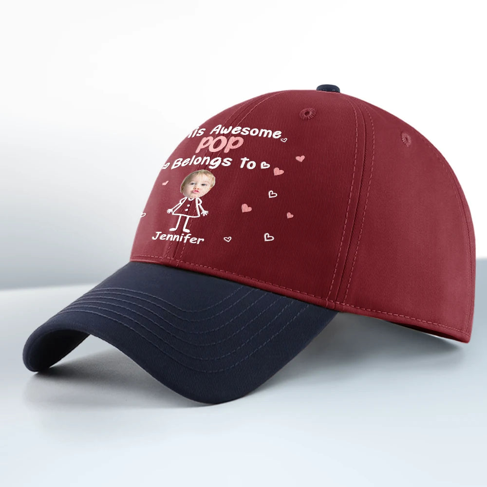 Happy,Gift For Father,Gift For Grandpa,Gift For Men,Photo,Adorable - Custom Photo This Awesome Dad Grandpa Belongs To - Personalized Two Tone Cap