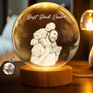 Gift For Father,Gift For Grandpa,Pet Lovers,Pet Mom,Pet Dad,Dog Lovers,Dog Mom,Dog Dad,Cat Lovers,Cat Mom,Cat Dad,Non-Eng,Photo - Pencil Sketch (White BG),Humorous - Custom Photo Pencil Sketch Art Family Dog Cat Portrait - Personalized Crystal Globe Lamp