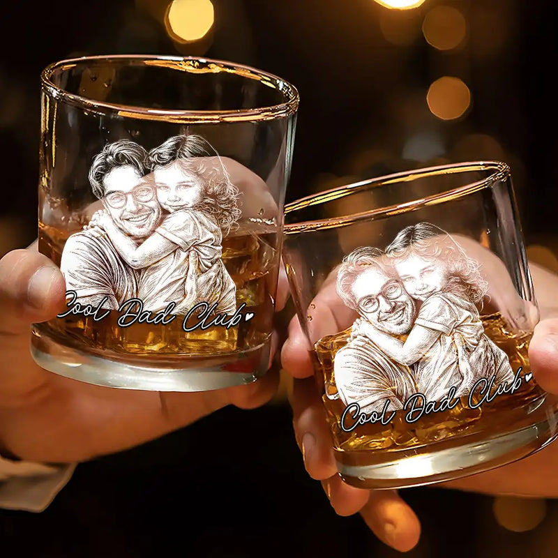 Gift For Father,Gift For Grandpa,Pet Lovers,Pet Mom,Pet Dad,Dog Lovers,Dog Mom,Dog Dad,Cat Lovers,Cat Mom,Cat Dad,Non-Eng,Photo - Pencil Sketch (Dark BG),Humorous - Custom Photo White Pencil Sketch Art Family Dog Cat Portrait - Personalized Whiskey Glass