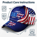 Gift For Father,Gift For Grandpa,Independence Day,Special Font,Proud - America First Dad Now Grandpa US Pride Patriotic - Personalized Classic Cap