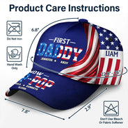 Gift For Father,Gift For Grandpa,Independence Day,Special Font,Proud - America First Dad Now Grandpa US Pride Patriotic - Personalized Classic Cap