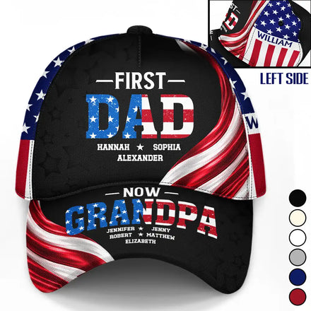 America First Dad Now Grandpa US Pride Patriotic - Personalized Classic Cap