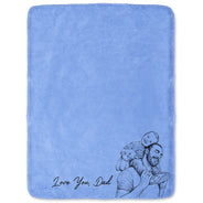 Gift For Father,Gift For Grandpa,Non-Eng,Photo - Pencil Sketch,Proud - Custom Photo Pencil Sketch Best Dad Grandpa Ever Family Portrait - Personalized Fleece Blanket, Sherpa Blanket