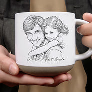 Gift For Father,Gift For Grandpa,Non-Eng,Photo - Pencil Sketch,Proud - Custom Photo Pencil Sketch Best Dad Grandpa Ever Family Portrait - Personalized Pottery Mug