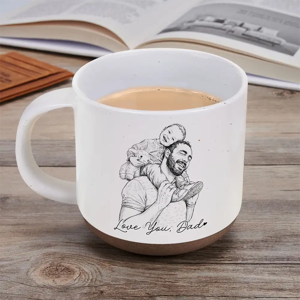 Gift For Father,Gift For Grandpa,Non-Eng,Photo - Pencil Sketch,Proud - Custom Photo Pencil Sketch Best Dad Grandpa Ever Family Portrait - Personalized Pottery Mug