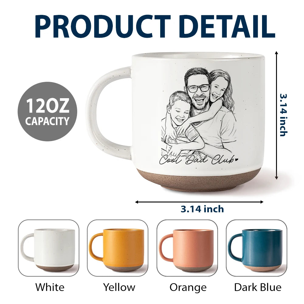 Gift For Father,Gift For Grandpa,Non-Eng,Photo - Pencil Sketch,Proud - Custom Photo Pencil Sketch Best Dad Grandpa Ever Family Portrait - Personalized Pottery Mug