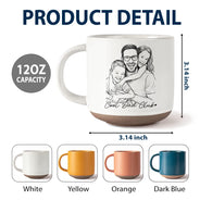 Gift For Father,Gift For Grandpa,Non-Eng,Photo - Pencil Sketch,Proud - Custom Photo Pencil Sketch Best Dad Grandpa Ever Family Portrait - Personalized Pottery Mug