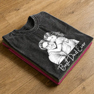 Gift For Father,Custom Photo,Art Design,Sentimental,Photo - Pencil Sketch - Dark BG,Photo - Ink Drawing - Custom Photo White Pencil Sketch Art Ink Drawing Best Dad Mom Ever - Personalized Vintage Washed T Shirt