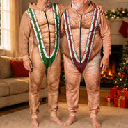 Christmas,Humorous,Gift For Men,Gift For Yourself,Icon - Funny Santa Hairy Body Gifts For Husband Dad Grandpa Brother - Personalized Overall Onesie Hooded Jumpsuit