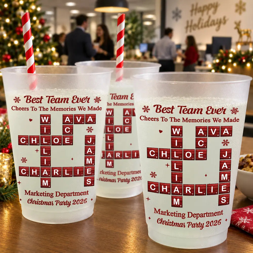 Christmas Gift For Coworkers Team - Personalized Crossword Names & Team Name Best Team Ever Frosted Cups