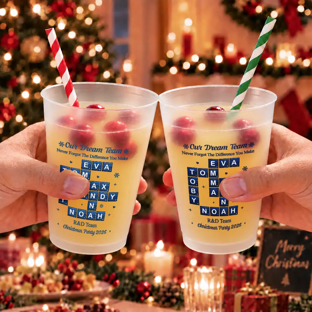 Christmas,Crossword,Gift For Colleagues,Sentimental - Christmas Gift For Coworkers Team - Personalized Crossword Names & Team Name Best Team Ever Frosted Cups